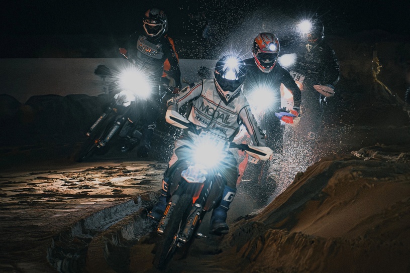 Night motorcycle action photograph