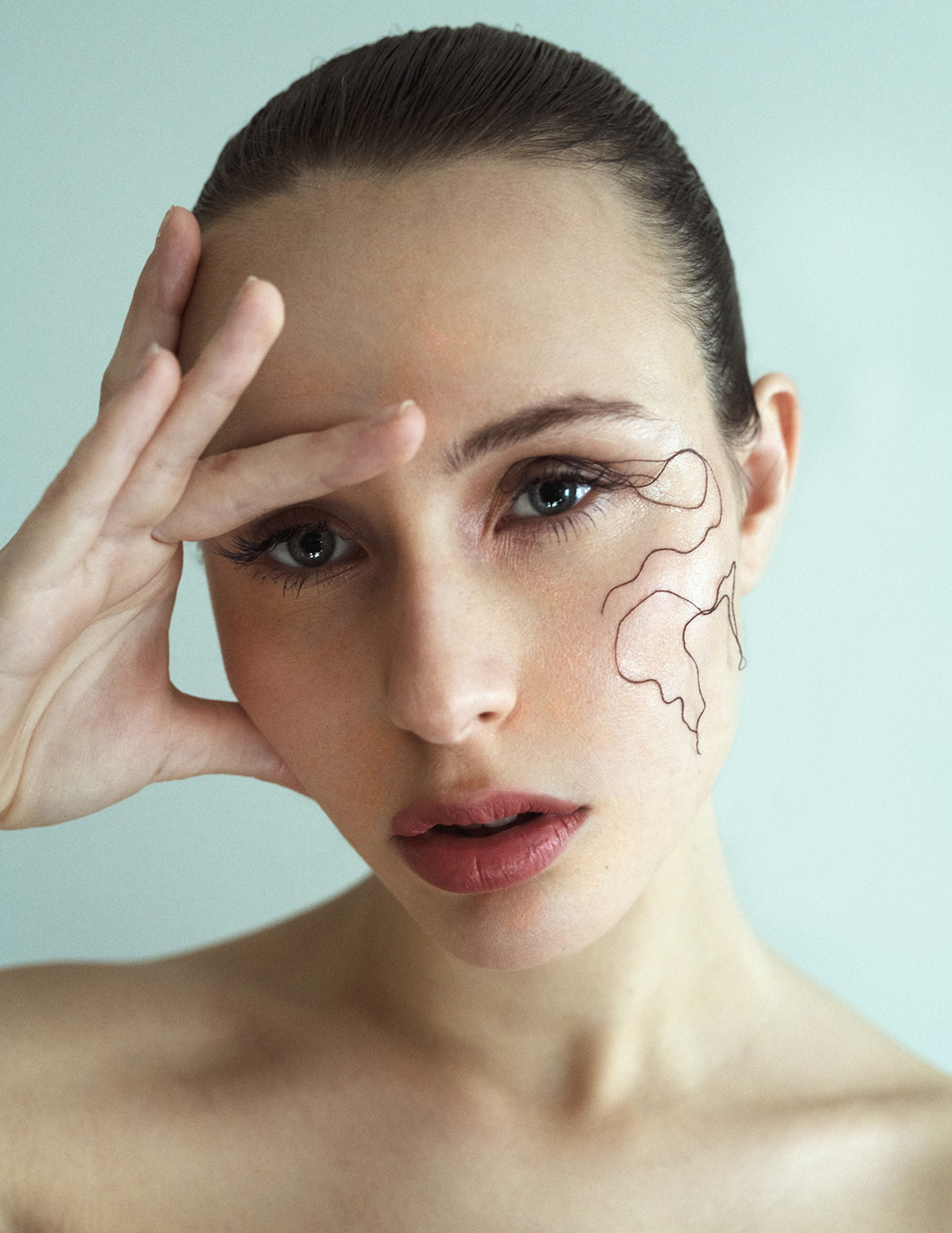 Beauty portrait with graphic face detail